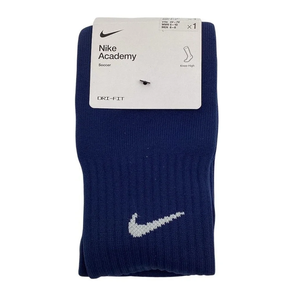 Nike Academy Soccer Socks Blue‎ Knee-High Cushioned Unisex M size one pair